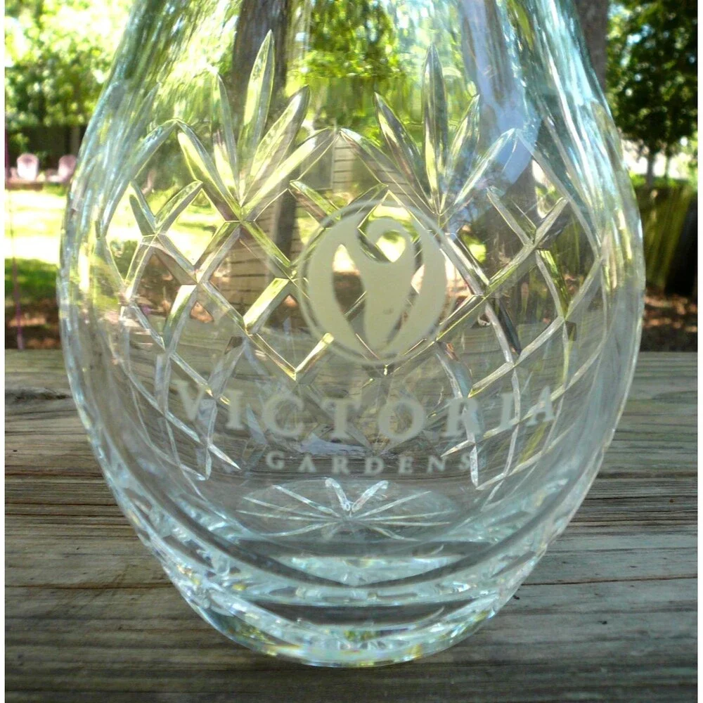Victoria Gardens Rancho Cucamonga California Crystal Vase 9 5/8